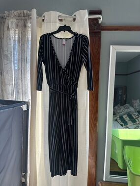 No Boundaries Black and White Striped Jumpsuit